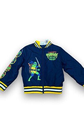 TMNT Mutant Mayhem Kids Navy Bomber Jacket Size 4/5
